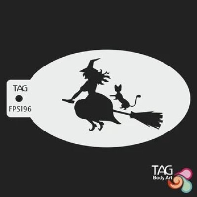 Tag Body Art Stencil Flying Witch